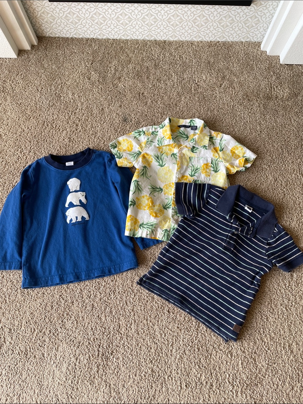 Janie and Jack Lot of 18-24 Month Little Boys Shirts Preppy Cotton Natural Tees
